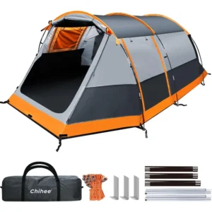 Camping Tents Tunnel Tent 4 Person Family Tents with 2 Doors Extra Weatherproof Outdoor Shelter 4 Seasons Tents with Double Wat