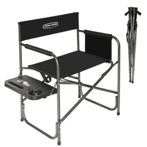 Outdoor Camping Folding Chair Portable Back Director Chair Oxford Cloth Thickened Black Gear Casual Fishing