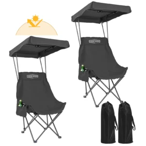 2PC Black Folding Chair Shed Outdoor Leisure Design Unique Folding Portable Camping Picnic Beach Vacation High-quality Material