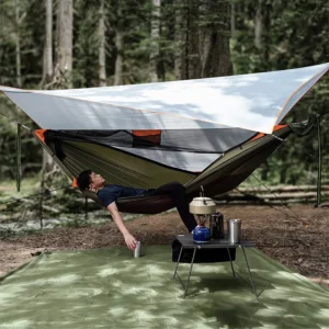 Outdoor camping 3-in-1 hammock set, ridge rope increased anti rollover, Bushcraft quick opening mosquito proof hammock