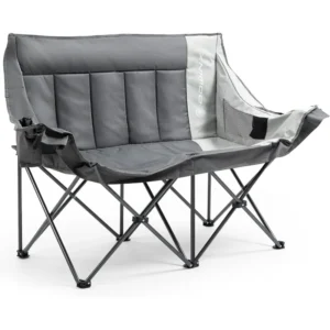 Dowinx Double Camping Chair Loveseat, Portable Folding Outdoor Lawn Chair with Padded Seats, Armrests, Side Pockets,