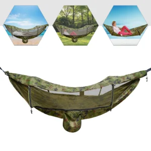 Single Camping Hammock 440.9 lbs Capacity Portable Camping Hammock Anti-mosquito and Anti-Sun Camping Hammock With Nylon Color