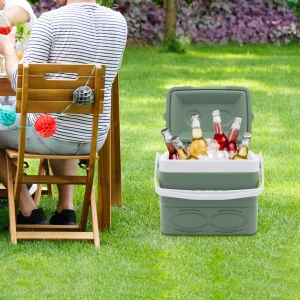 8.5L Portable Camping Insulated Cooler Ice Cooler Box For Outdoor Activities Green/White