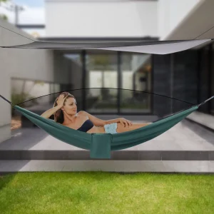 2-in-1 Camping Hammock with Waterproof Tarp & Mosquito Net 440lbs Capacity Lightweight Hammock for Backpacking Travel